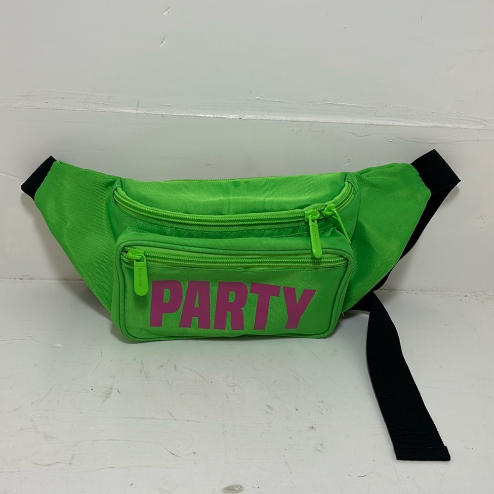 SoJourner Neon Green Party Fanny Pack Festival Sling Bag Travel Two Zip Pockets